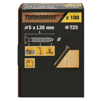 Vis à bois Turbodrive Premium torx zinguée jaune 5x30 mm - 100 pièces