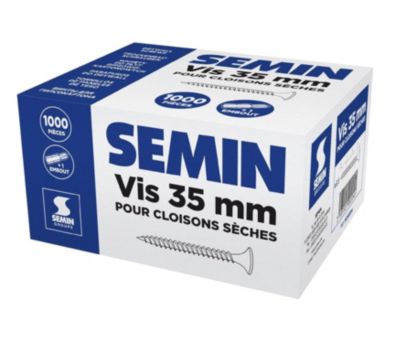 Vis Auto Perceuse 35 mm Semin - Fixation des Plaques de Plâtre sur l'Ossature - Intérieur - Boîte de 1000 Pièces
