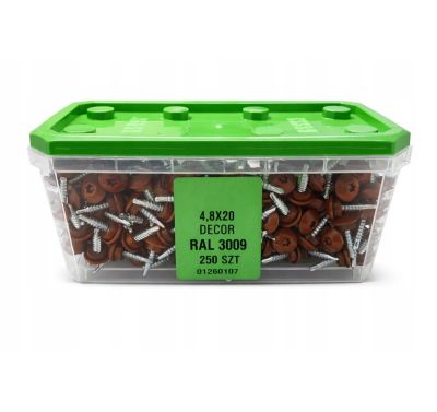 Vis autoperceuses toiture ESSVE EPDM pour bois TX25 RAL 3009 Rouge oxyde 4,8 x 20 mm 250 pièces
