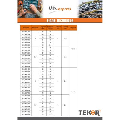 Vis bois TEKOR Inox A2 Tête fraisée Cranté TORX T25 5X90 Filetée sur 60 Pointe antifendage type 17 - 1 pièce