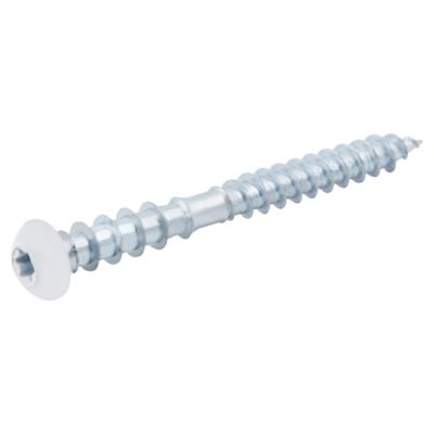 Vis de châssis PVC zinguée avec tête peinte en blanc, 6x60 mm - 6 pièces