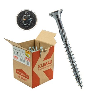 Vis de construction bois Klimas à tête fraisée Torx, zinguées blanches 10 x 260 mm 25 pcs
