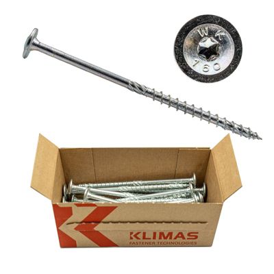 Vis de construction bois Klimas à tête large Torx zinguées blanches 5 x 100 mm 150 pcs