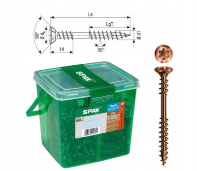 Vis de façade SPAX en acier inoxydable A2 finition antique 4,5 x 50 mm 500 pcs seau avec anse