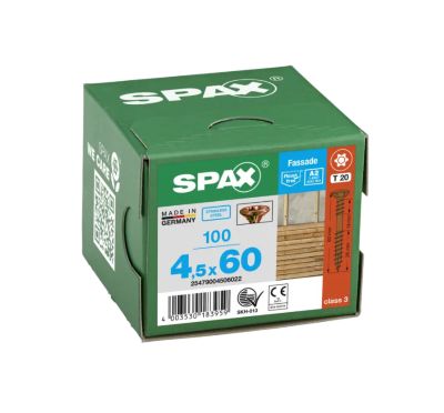 Vis de terrasse 4,5 x 60 mm, tête cylindrique T-STAR plus T25, inox A2, 100 pièces