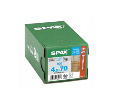 Vis de terrasse 4,5 x 70 mm, tête cylindrique T-STAR plus T25, pointe 4CUT, inox A2, 100 pièces