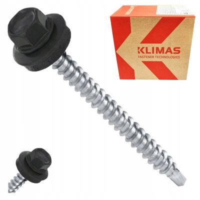 Vis de toiture Klimas WFD pour tôle trapézoïdale sur bois RAL 7016 Gris anthracite 4,8x100 mm 100 pcs