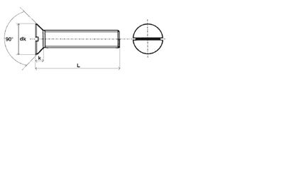 vis à métaux tête fraisée fendue zingué - 4 x 80 mm- vendu par 500