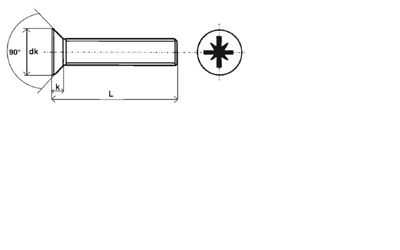 vis à métaux tête fraisée pozidriv zingué - 6 x 45 mm- vendu par 200