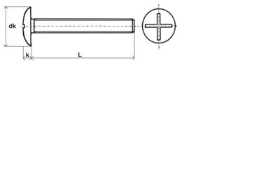 vis poêlier tête ronde large fendue inox a2 - 8 x 70 mm- vendu par 100
