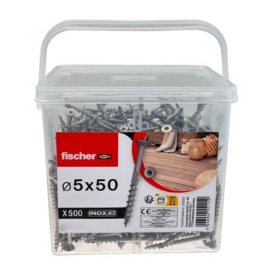 Vis pour terrasse PowerFast inox Fischer 5x50mm 500 pièces