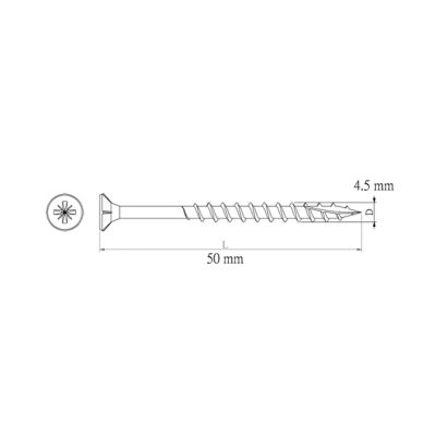 Vis pour terrasse Pozidriv acier 4,5 x 50 mm Diall, 250 pièces