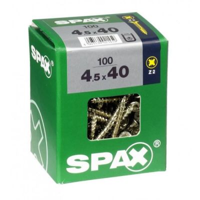 Vis - SPAX - Tête fraisée - Diam. 4.5 mm - Long. 40 mm - Lot de 100 ...