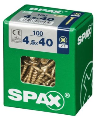 Vis - SPAX - Tête fraisée - Diam. 4.5 mm - Long. 40 mm - Lot de 100 ...