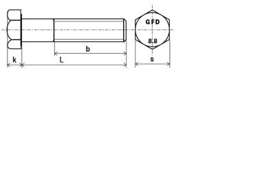 vis tête hexagonale filetage partiel 8.8 zingué cr3 200hbs ou bichromaté - 20 x 70 mm- vendu par 25