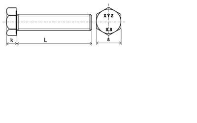 vis tête hexagonale totalement filetée classe 8,8 zingué - 20 x 70 mm- vendu par 25