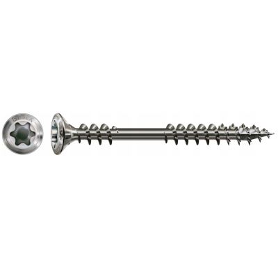 Vis terrasse SPAX 4,5 x 60 mm Tête cylindrique T-STAR plus T25, Pointe 4CUT, inox A2, 100 unités
