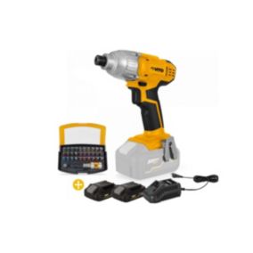 Visseuse à percussion sans fil 20V + 2 Batteries 2AH Lithium + 32 Embouts + Chargeur Rapide VITO