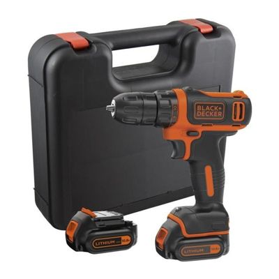 Visseuse sans-fil BLACK+DECKER BDCDD12KB-QW 12V avec 2 batteries 1,5 Ah et chargeur
