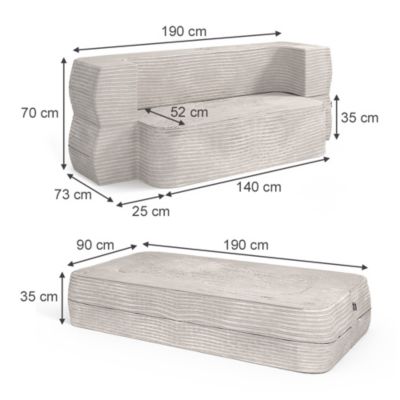 Vitalispa Canapé Beige 190cm avec fonction de couchage