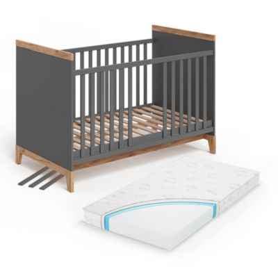 Vitalispa Lit bébé Gris/Artisan 70x140 cm avec matelas