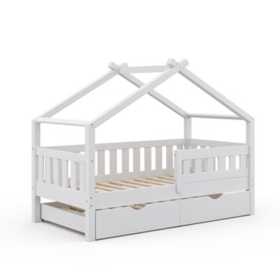 Vitalispa Lit cabane Blanc 80x160 cm avec lit dappoint