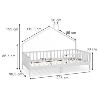 Lit Cabane Enfant VitaliSpa 90x200 Cm – Bois Massif Naturel – Avec 2 Tiroirs