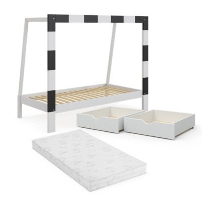Vitalispa Lit denfant Blanc 178x142.5cm avec tiroir et matelas