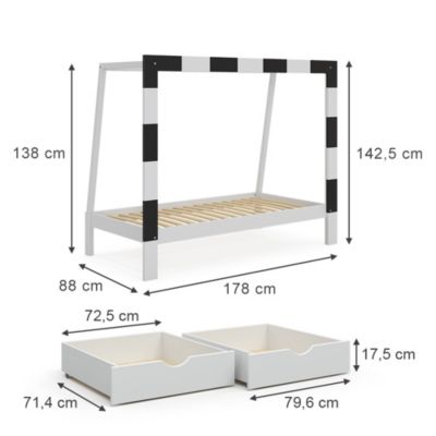 Vitalispa Lit denfant Blanc 178x142.5cm avec tiroir et matelas