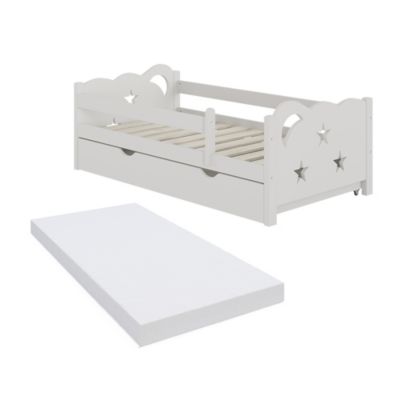 Vitalispa Lit pour enfant Blanc 70x140 cm avec tiroir et matelas