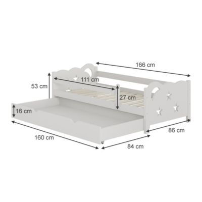 Vitalispa Lit pour enfant Blanc 80x160 cm avec tiroir et matelas