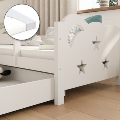 Vitalispa Lit pour enfant Blanc 80x160 cm avec tiroir et matelas