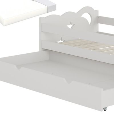 Vitalispa Lit pour enfant Blanc 80x160 cm avec tiroir et matelas