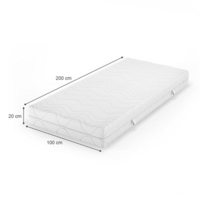 Vitalispa Matelas en mousse froide Blanc 100x200cm 20 cm de hauteur