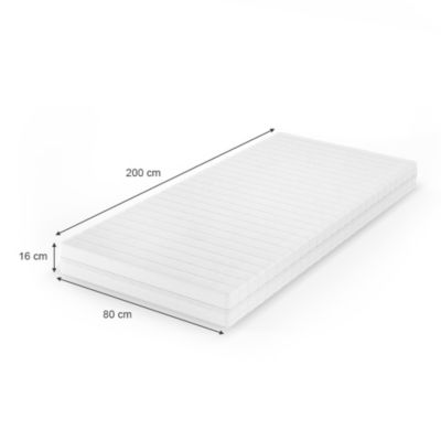 Vitalispa Matelas en mousse froide Blanc 80x200cm H3 degré de dureté, 7 zones
