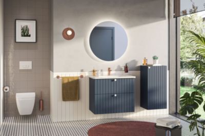 Vitra  Meuble de salle de bain avec lavabo Vitra Root 80x67x46 cm bleu mat (ROOTG80BINTS)