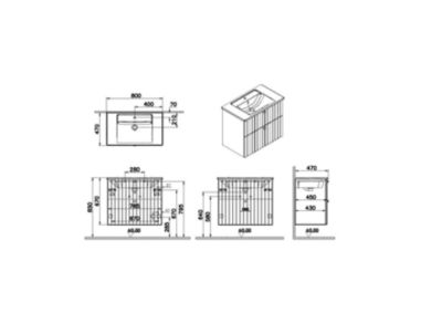 Vitra  Meuble de salle de bain avec lavabo Vitra Root 80x67x46 cm bleu mat (ROOTG80BINTS)