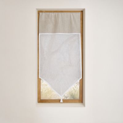 Vitrage coton à parement vichy et bas pointe (45x90 cm - Beige) | Castorama