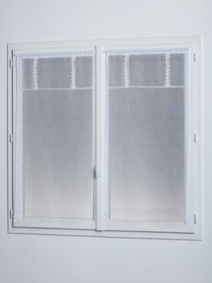 Vitrage tamisant filet passe-tringle finition ourlet blanc H.190 x l.70cm Rocle