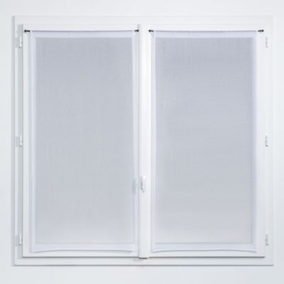 Vitrage tamisant Huka coloris blanc-gris l.45 x H.90 cm