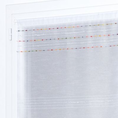 Vitrage tamisant Kili coloris blanc à rayures dorées l.58 x H.140 cm