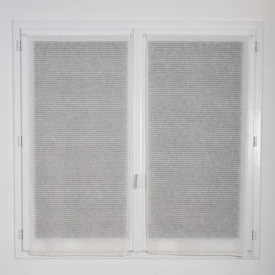 Vitrage tamisant rayures horizontales poly-lin passe-tringle Seraphine blanc H.190 x l.70cm Rocle
