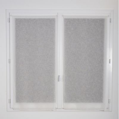 Vitrage tamisant rayures horizontales poly-lin passe-tringle Seraphine blanc H.90 x l.45cm Rocle