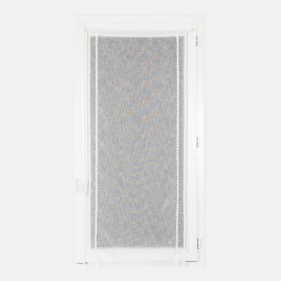 Vitrage tamisant uni avec bande de petits cœurs passe-tringle Mélodie blanc H.190 x l.90cm Rocle