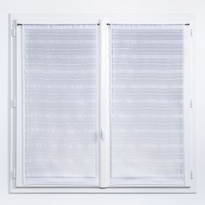 Vitrage tamisant Wakea coloris blanc l.60 x H.160 cm