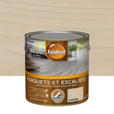 Vitrificateur haute résistance parquets et escaliers blanc gris satin 2,5L Xyladecor