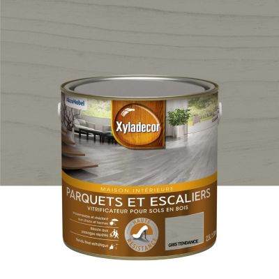 Vitrificateur haute résistance parquets et escaliers gris tendance satin 2,5L Xyladecor
