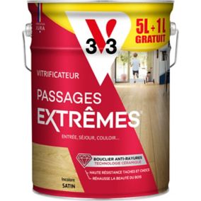 Vitrificateur parquet et plancher Passage extrêmes incolore satin V33 5L +20% gratuit