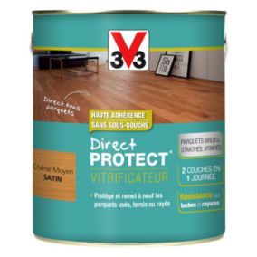 Vitrificateur parquet et plancher V33 Direct protect chêne moyen satin 2,5 L