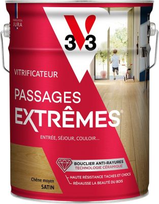 Vitrificateur parquet et plancher V33 Passages extrêmes chêne moyen satin 5L